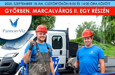 Nyomásingadozás, vízelszíneződés, átmeneti vízhiány fordulhat elő Marcalváros II. egy részén